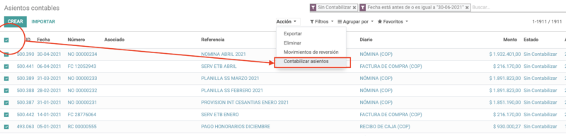 Seleccionar diarios en asientos contables de Odoo y contabilizar.png