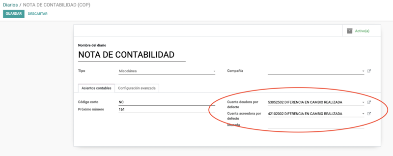 Cuentas de un diario en Odoo.png