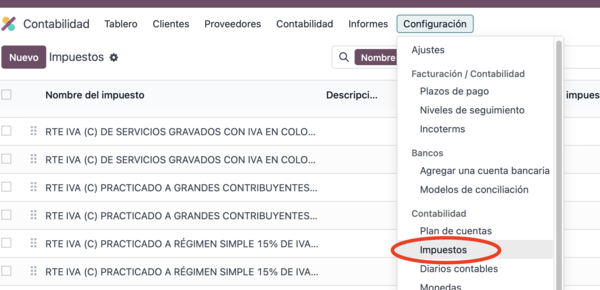 Configuración - Impuestos Odoo.png