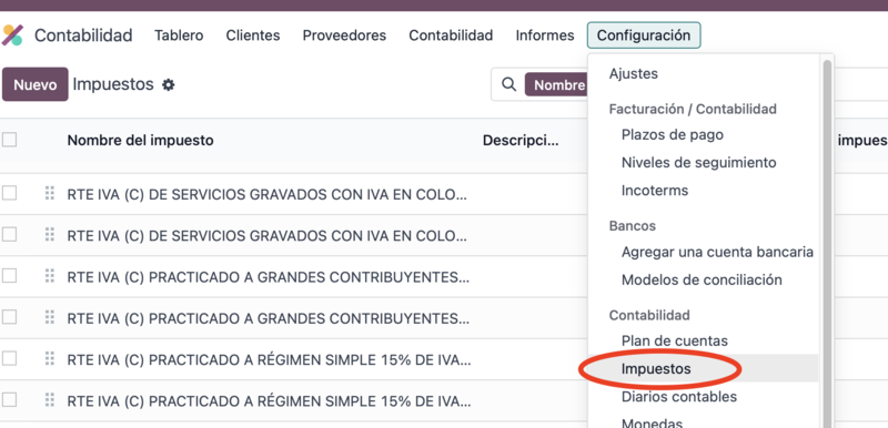 File:Configuración - Impuestos Odoo.png